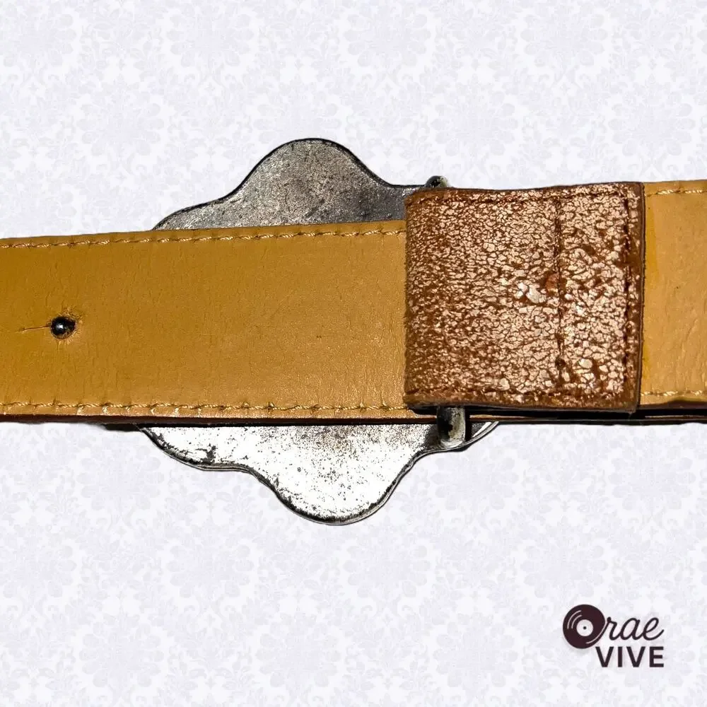 Vintage Industries du Cuir Paris Leather Diamond Buckle Belt 75/30